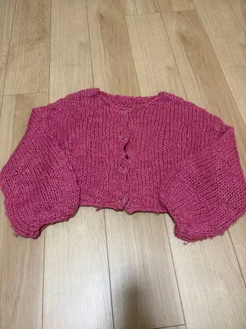 핑크 아크릴 니트 가디건 사이즈 F