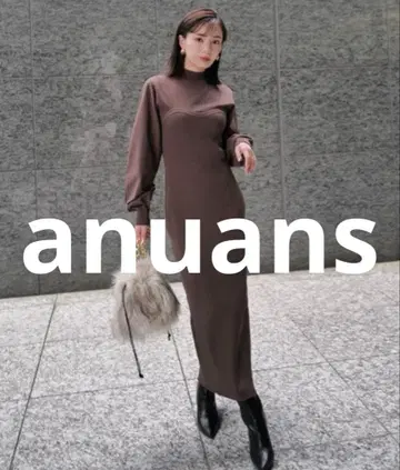 새상품급 anuans 니트 원피스 FREE 브라운 여성용