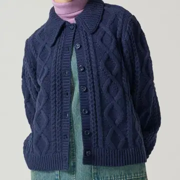 카라 부착 케이블 니트 가디건 TINA: JOJUN