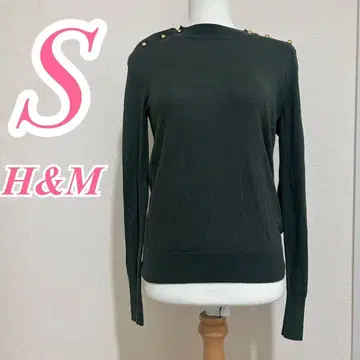 H&M 에이치앤엠 그린 니트 S 골드 버튼 포함 깔끔한