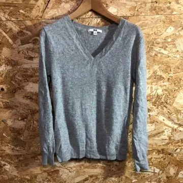 [ 2529번 ] UNIQLO 니트 V넥 캐시미어 100% 그레이