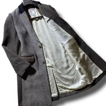 새상품급 해리스 트위드 체스터 코트 클레이지 패턴 울 100%