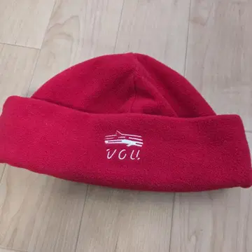 교토 VOU 봉 자수 빨간색 플리스 비니 모자