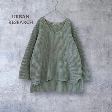 어반 리서치 니트 스웨터 긴팔 슬릿 하찌 F 그린 더스티 컬러