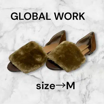 [ 미사용 ] 골드워크 뮬 샌들 퍼 포함 깔끔한 성인 고급