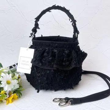 새상품 세츠코 사지테일 fig 피그 블랙 리본 트위드 2way 백 프릴