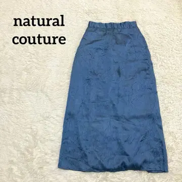 natural couture 새틴 자카드풍 롱 스커트 F 파랑
