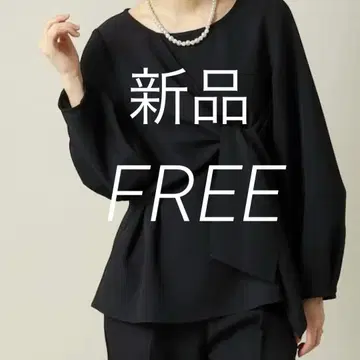 새상품 ITS' DEMO 트윌 블라우스 블랙 긴팔 셔츠 블라우스 매듭