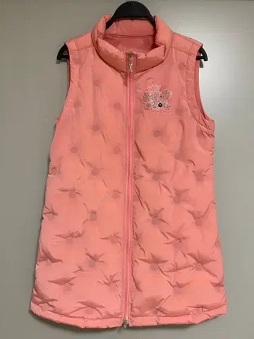 M U SPORT 골프웨어 비쥬 장식 다운 베스트 핑크 XL 사이즈