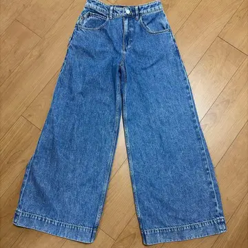 띠어리 데님 블루 와이드 레그 팬츠