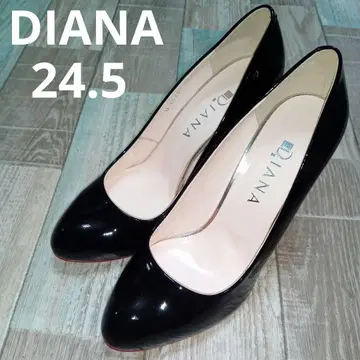 새상품급 다이애나 24.5 블랙 에나멜 레드 밑창 펌프스 DIANA