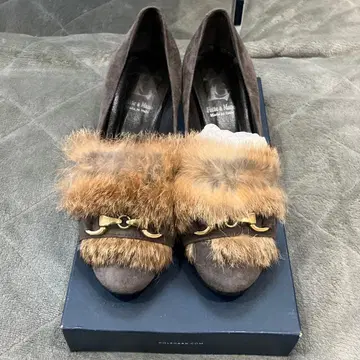 [거의 새상품 컨디션 최상] Luca Grossi 스웨이드 퍼 하이힐