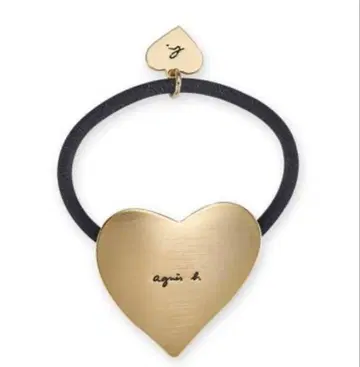 새상품 agnes b. 하트 모티브 머리끈 골드 로고 에네스베