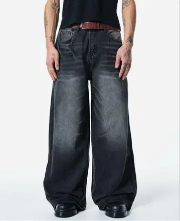 MENES Black Matt Baggy Jeans