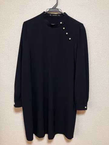 ZARA BASIC 펄 버튼 원피스 네이비 파티 포멀
