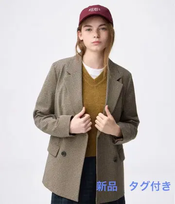 GU 더블 브레스트 체크 자켓 M