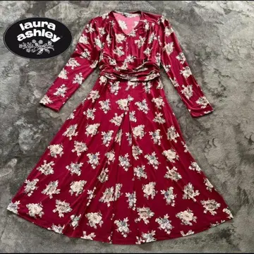 LAURA ASHLEY 버건디 플로럴 원피스 40