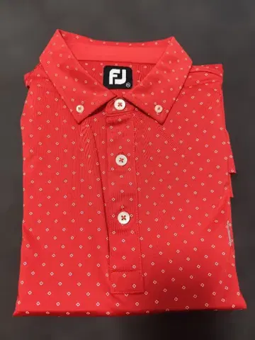 FootJoy 빨간색 도트 무늬 긴팔 피케 셔츠