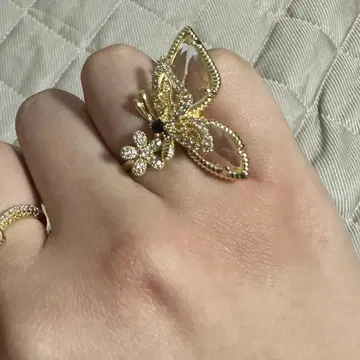 [ 새상품 ] 버터플라이 디자인 크리스탈 반지 약 11호-12호