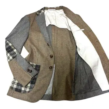 새상품급 그린 라벨 릴랙싱 테일러드 자켓 트위드 호두 단추 절개