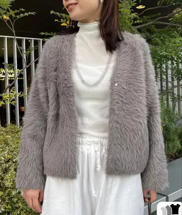 STUNNING LURE 스터링 루어 롱 페더 가디건 그레이 S