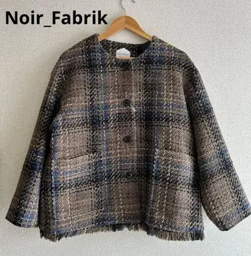 [ 미사용 새상품 ] Noir_Fabrik 노카라 체크 자켓