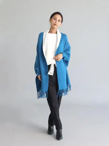 FENNEL 바이컬러 프린지 스톨 스카이블루 야마다야 스콧 클럽