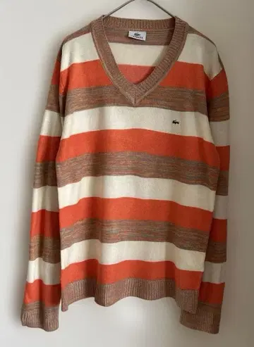 LACOSTE V넥 니트 스웨터 보더