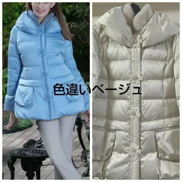 [새상품] 슈퍼뷰티 다운 자켓 42 플라워 모티브 베이지