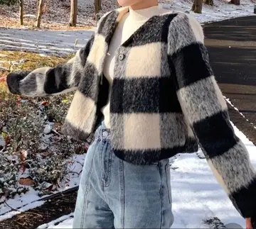 NUGU 체크 크롭 자켓 CANIE