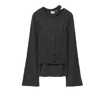 MANOF BUSTIER SET RIB KNIT 그레이 리브 편직 스웨터