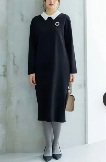 쿠미쿄쿠 카라 부착 니트 원피스 M 2