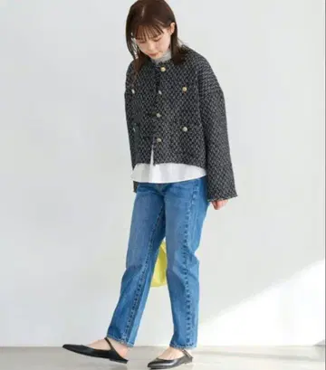 그린 라벨 릴랙싱 노카라 트위드 자켓