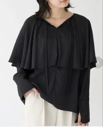 앙제 LAVEANGE 긴팔 케이프 디자인 블라우스 상의