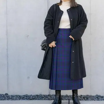 어반 리서치 서니 라벨 리버서블 보아 퀼팅 코트 블랙