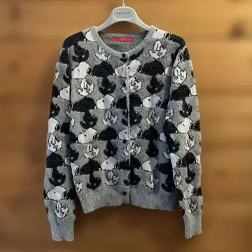 그라니프 스누피 올 패턴 가디건 니트 graniph