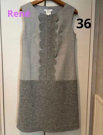 한번 단시간 착용! [르네] 울 스캘럽 디자인 슬리브리스 원피스