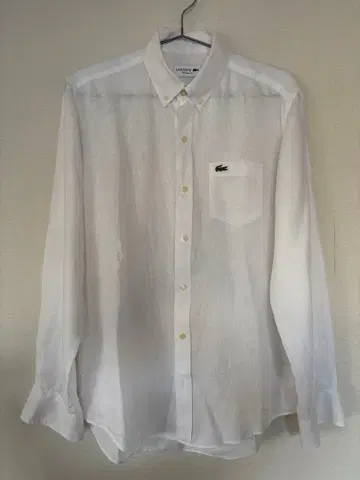 LACOSTE 화이트 린넨 긴팔 셔츠 사이즈 S