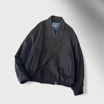 vintage 울 캐시미어 더블 브레스트 자켓 블루종 브라운