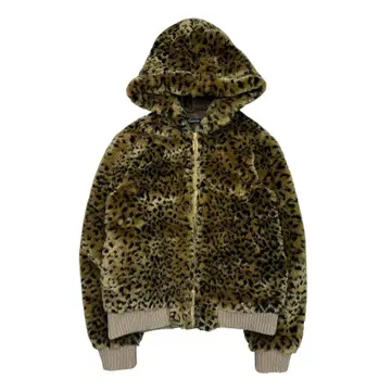 Vintage y2k [fake fur] 레오파드 복슬복슬 지퍼 후드티