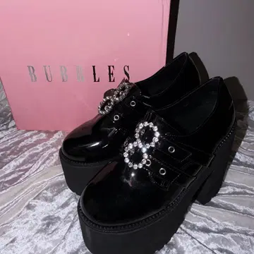 Bubbles 더블 버클 통굽 신발 39 통굽 13cm 박스 있음