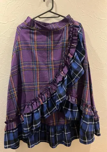 jouetie 퍼플 체크 플레어 스커트