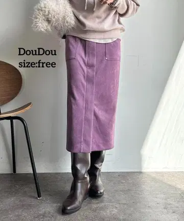 WEB 한정판 DouDou 스웨이드 분또 타이트 스커트 free