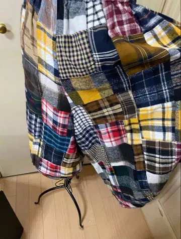 체크 무늬 패치워크 벌룬 팬츠