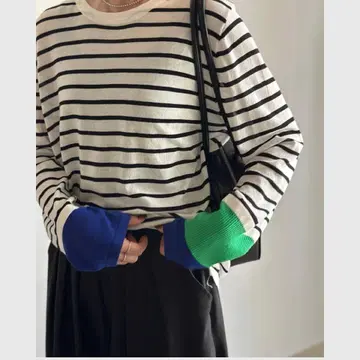 ARULLE 긴팔 티셔츠 컬러 커프 보더