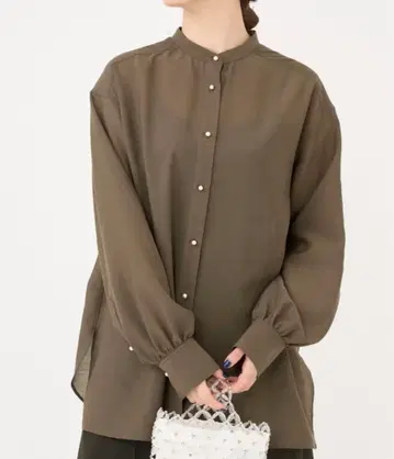 IENA 스판 보일 펄 버튼 셔츠