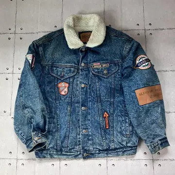 MRD 보아 안감 데님 트래커 자켓 L 와펜 다수