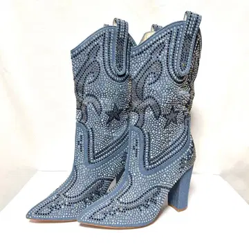 [ CAPE ROBBIN ] 큐빅 웨스턴 부츠 블루 24.5cm