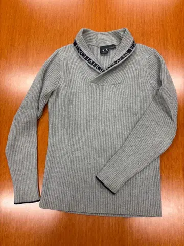 ARMANI 리브 숄카라 스웨터