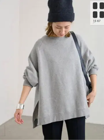 FRAMeWORK 래글런 판초 맨투맨 그레이